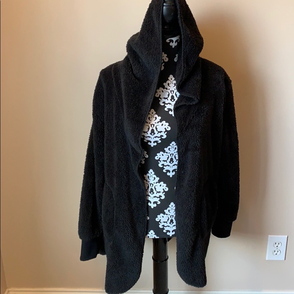 Black fleece hooded jacket